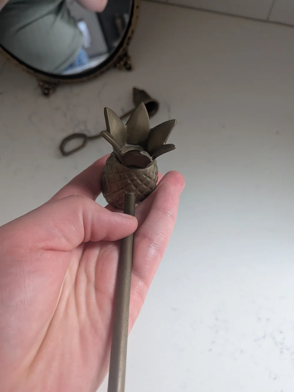 Brass Pineapple and Bell Candle Snuffer and Wick Trimmer Set - Vintage Brass